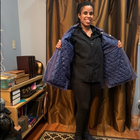 Apple seeds woman’s blue corduroy jacket - Picture 4 of 5